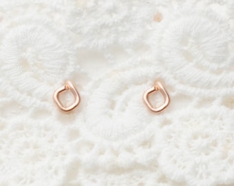 Mother Day - Tiny Studs - Rose Gold Earrings - Tiny square post earrings