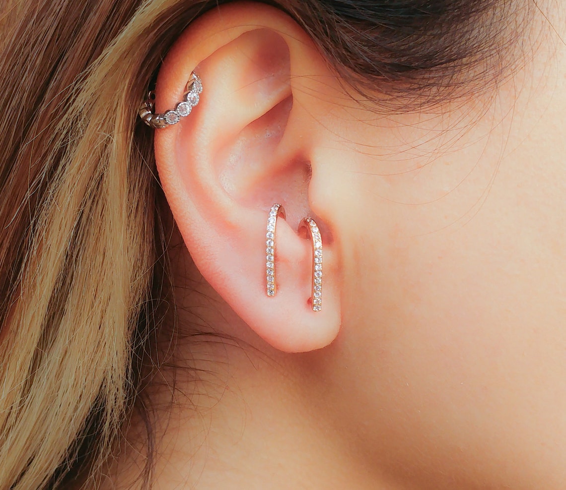 Ear Suspender Earrings Earring Suspenders CZ Diamond Etsy