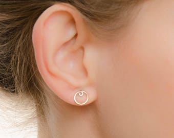 Mother Day - Circle Earrings - Round Earring Studs - Simple Modern Minimal Earrings - Open circle studs