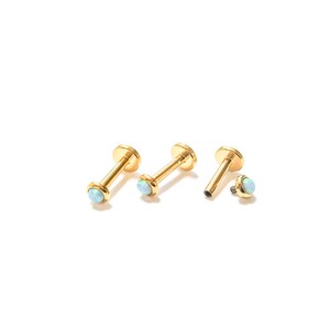 Flat Back Screw Opal Piercing 16g- Flat back Opal Helix Piercing- Screw Opal Piercing Stud- Flat Back Cartilage Opal Earring