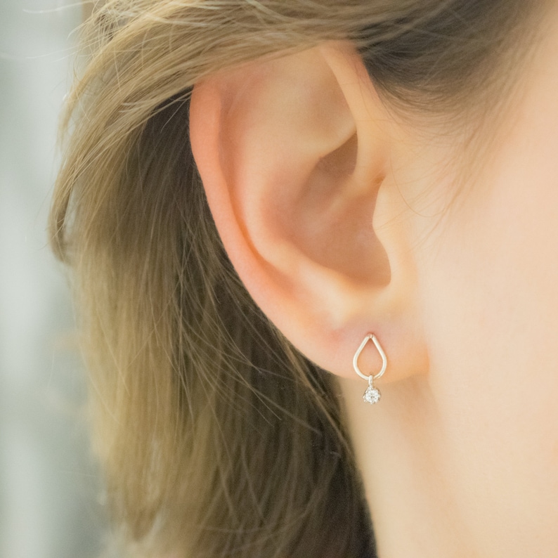 Sale Dainty Stud Earrings Earring Stud Dangle Diamond Etsy