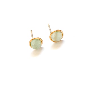 Natural Jade Earrings - Jade Studs Earrings - Natural Jade Studs - Light Green Jade - Minimal Dainty Everyday Jade Earrings