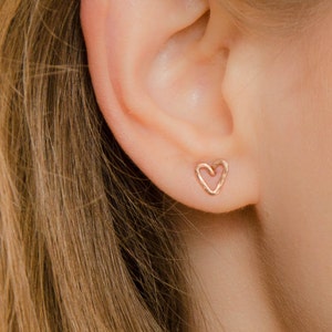 Herz Ohrstecker - Rose Gold Ohrstecker - Rose gold Herz Ohrringe