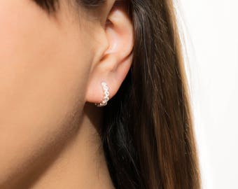 Hoop Earrings-cartilage hoop- Huggie hoop earrings - Small Hoop Earrings- gold huggie earrings-CZ Hoops-Ear Huggies-Gold Cartilage Hoops