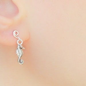 Seahorse Earrings-Seahorse Stud Earrings-Seahorse Jewelry-Seahorse Studs-Tiny Dangle Earrings-Beach Jewelry-Beach Earrings-Seahorse Charm