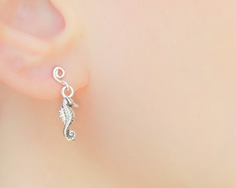 Seahorse Earrings-Seahorse Stud Earrings-Seahorse Jewelry-Seahorse Studs-Tiny Dangle Earrings-Beach Jewelry-Beach Earrings-Seahorse Charm
