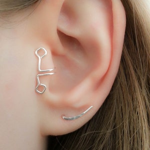 Ear climber earring Ear Crawler Tiny Ear Climber-Silver Ear Climber-Bar Earrings-Silver Bar Earrings-Ear Sweep-Cartilage stud earring image 5