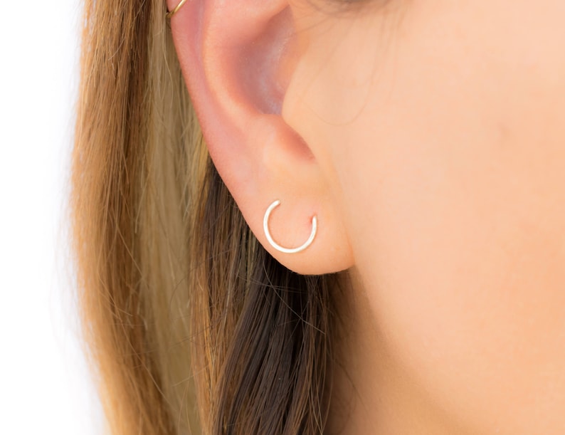 Double Piercing Double piercing hoop earring Double Lobe piercing Double hole earring Double Ear Piercing Round two hole Piercing image 2
