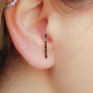 CZ Diamond Suspender Earrings- Earring Suspenders- Black Gold Suspender Earrings- Suspender Earrings Gold