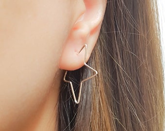 Mother Day - Spike hoops - Spike Earrings - Fashion punk hoops - Open Hoop- Star Hoops- Hoop studs