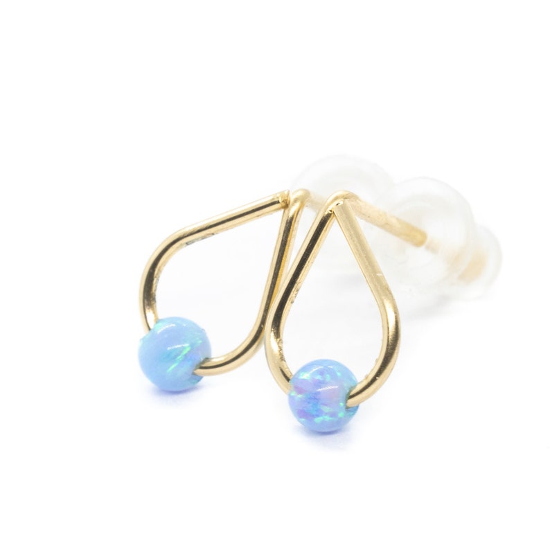 Mother Day Opal Earrings Earring stud Opal Earring studs Gold opal earrings Drop studs and opal bead Dainty Tear drop earrings image 5