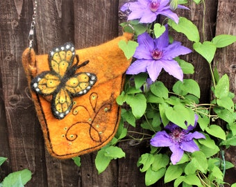 Felted Wool Small Bag with Butterfly