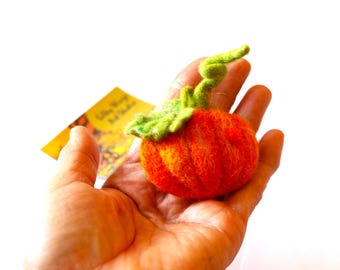 Pinza para el pelo de calabaza de lana de fieltro