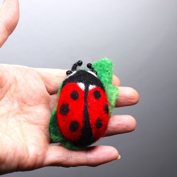 Ladybird Felted Wool Brooch