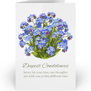 Carte de condoléances avec un motif floral pour ne pas m'oublier - Vierge à l'intérieur pour ajouter votre propre note écrite à la main - Enveloppe incluse
