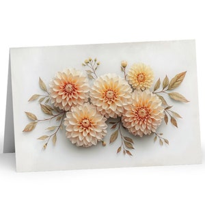 Dried Dahlia Flower Greeting Card 4 x 6 Inch - Blank Inside - Select One Card or a Pack of Ten Cards - Envelope Included