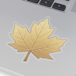 Gold Maple Leaf Sticker - Die Cut Transparent Non-Metallic Canadian Symbol - Select Size - 2 to 6 Inch Width