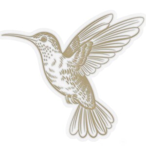 Gold Kolibri Aufkleber: Die Cut Vinyl, transparenter Hintergrund