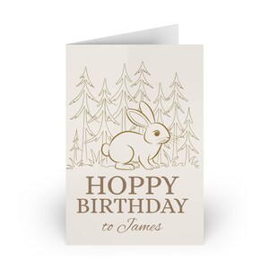 Personalized Birthday Card 4 x 6 Inch - With a Sweet Bunny Illustration - Blank Inside to Add a Personal Message - An Envelope is Included