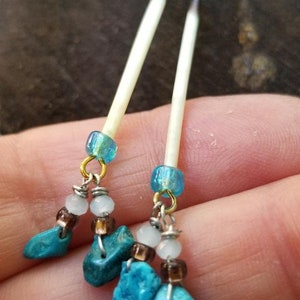 Turquoise, Porcupine Quill , Quills, quill dangles, porcupine dangle, natural earrings, nature jewelry, nature, native, porcupine totem