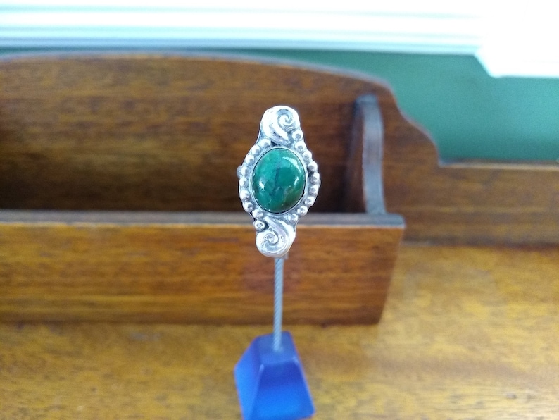 Size 5 Vintage Mexican Malachite and Sterling Silver Ring