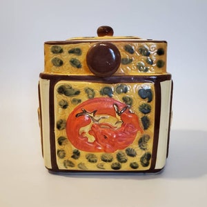 Hand Painted Ceramic Vintage Tea Container Japan Cookie Jar