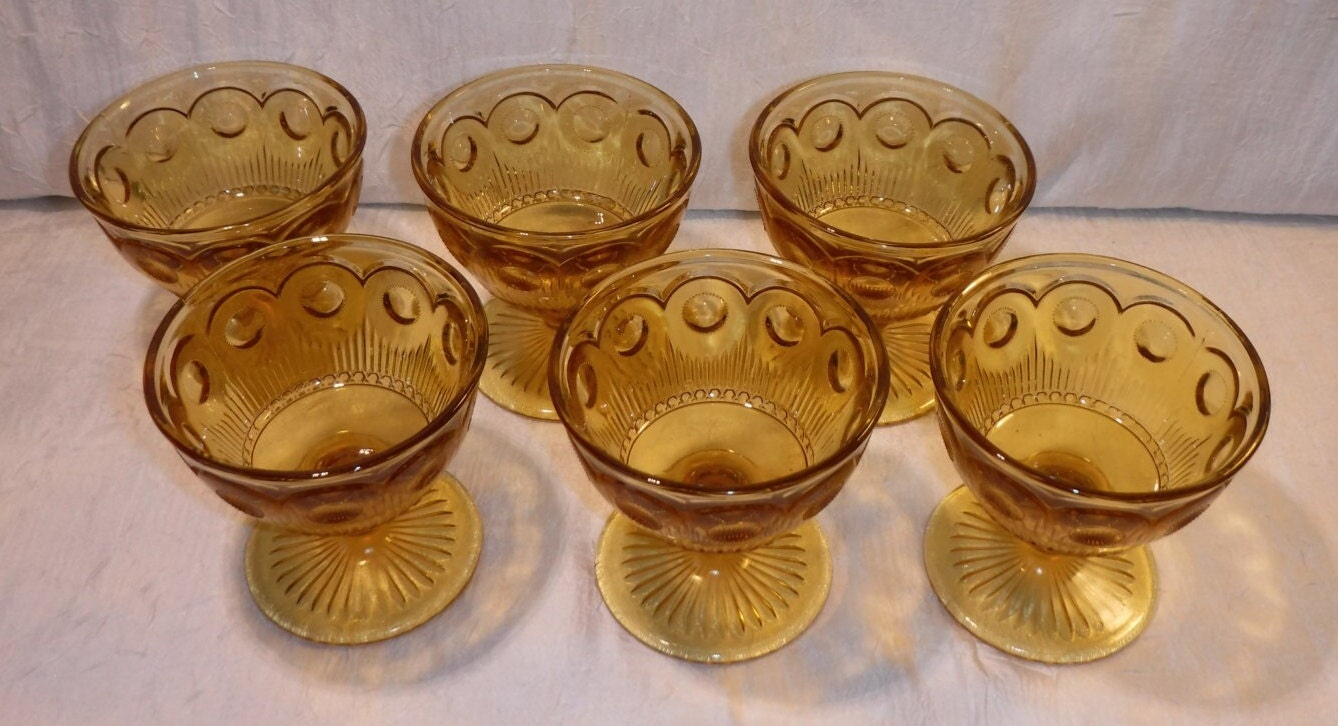 Amber Sherbet Dishes Bartlett Collins Manhattan Pattern Etsy UK