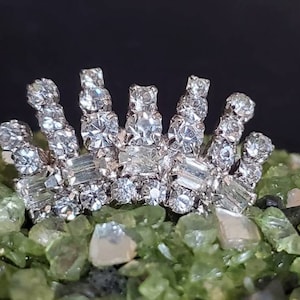 Rhinestone Crown Brooch Vintage Jewelry Gemstone Pin Jeweled Princess Tiara