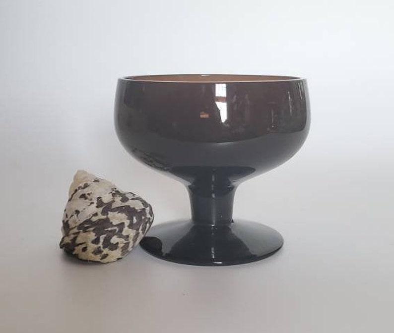Mid Century Sherbet Goblet Dark Brown Set Of 3 Dark Amber Champagne Coupe Sherbet Glasses Gorham Style Barware
