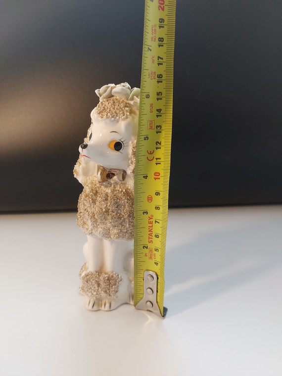 スパゲッティ プードル 置物 ヴィンテージ 磁器 犬 擬人化犬 金の首輪