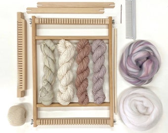 Weaving kit for beginners / Woven wall hanging kit / DIY weaving set / Small weaving loom with yarn & accessories /Craft DIY /Christmas gift