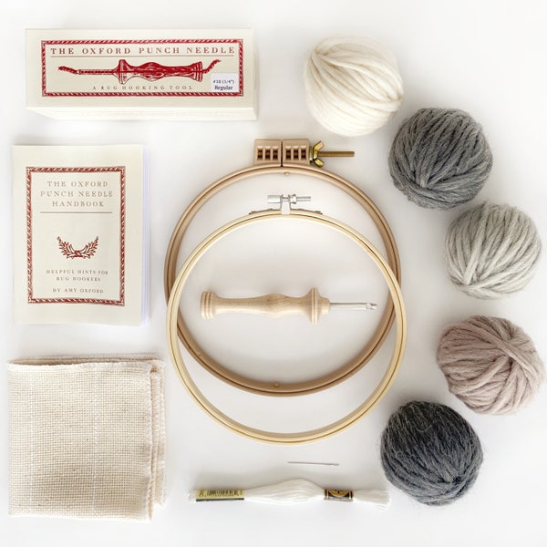 Punch needle kit for beginners / Oxford punch needle with yarn, pattern & accessories / rug hooking starter kit / DIY kit / Christmas gift