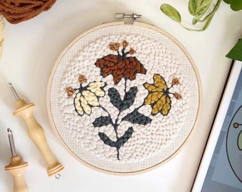 PDF FILE ONLY / Punch needle flower pattern / Punch needle design / Hoop art / Rug hooking pattern / Flowers design / Oxford punch pattern