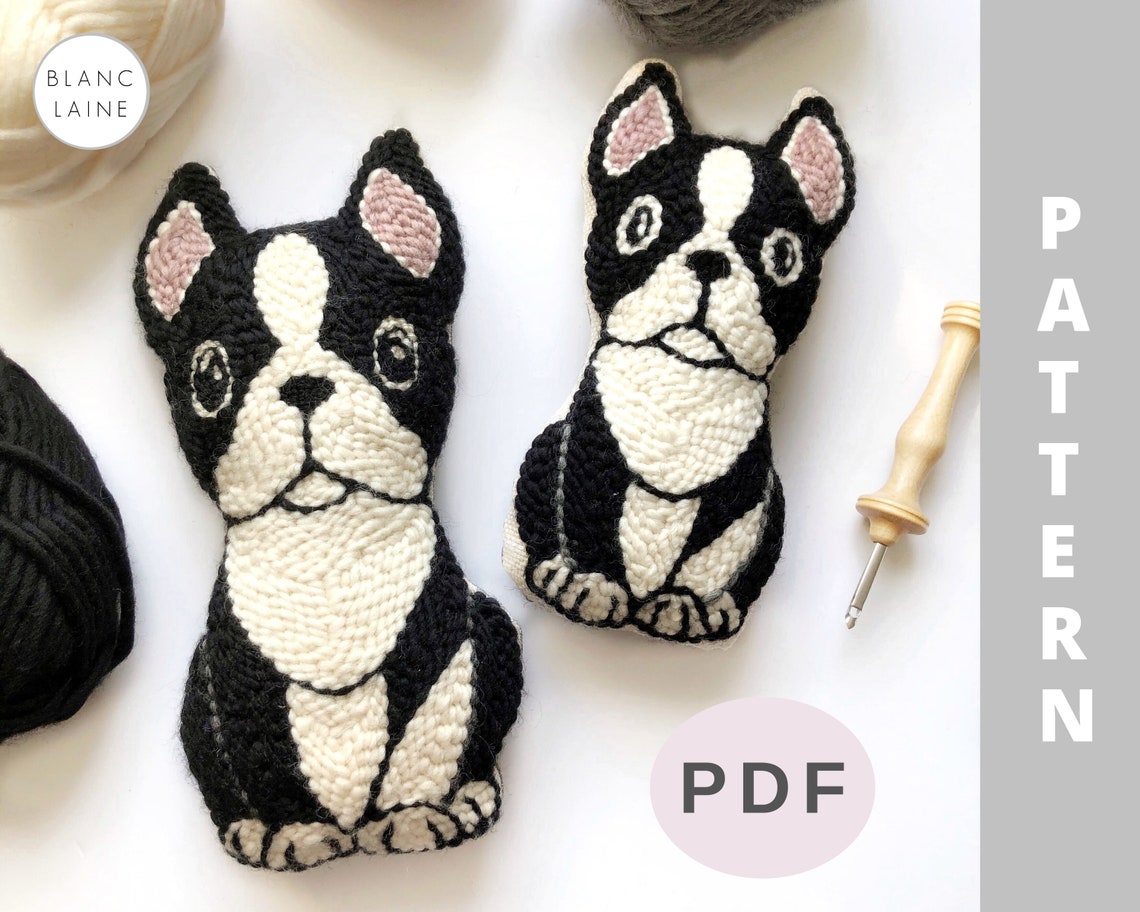 PDF FILE ONLY / Punch Needle Dog Pattern / Boston Terrier Etsy Australia