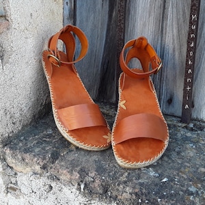 Espadrille wide ankle strap. Boho wide strap sandal. Wide ankle strap espadrille sandal. Handmade espadrille. Size 35 to 42. image 1