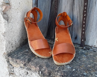 Espadrille wide ankle strap. Boho wide strap sandal. Wide ankle strap espadrille sandal. Handmade espadrille. Size 35 to 42.
