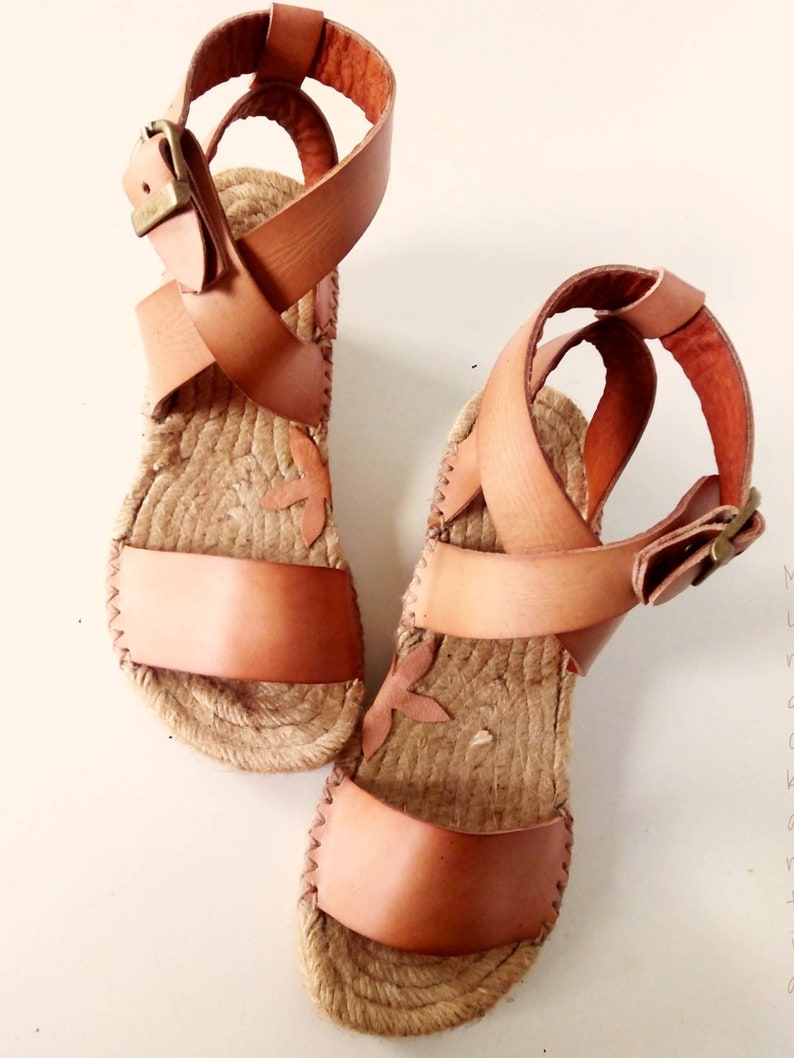 Natural jute sandals. Esparto wedges. Espadrilles vegetable Etsy