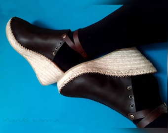 Zueco Espadrille Wedge Esparto. Clog Mule Wedge Esparto. Clog