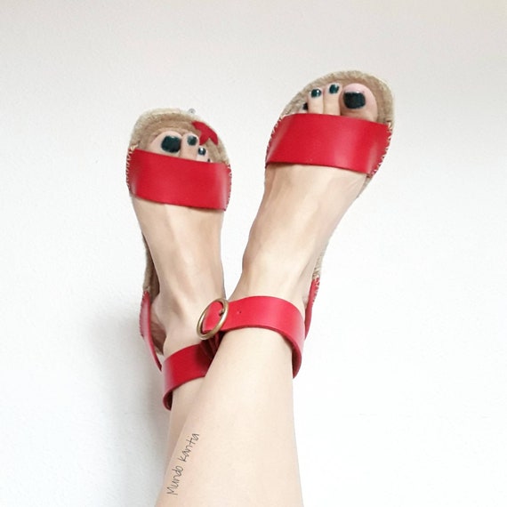 red espadrille sandal