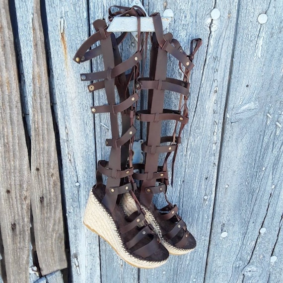 Sandalias gladiadoras negras. Sandalia espadrille romana tiras | Etsy México