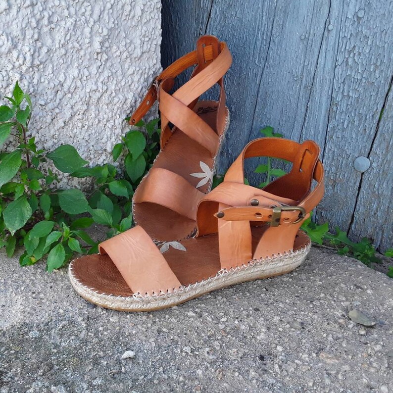 Sandalias yute natural. Sandalia espadrille tiras anchas | Etsy España