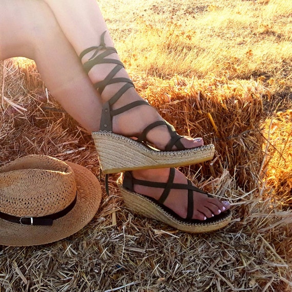 OUTLET 30% Espadrilles Cuña/ Size 38eu/ Espadrille Green Color | Etsy
