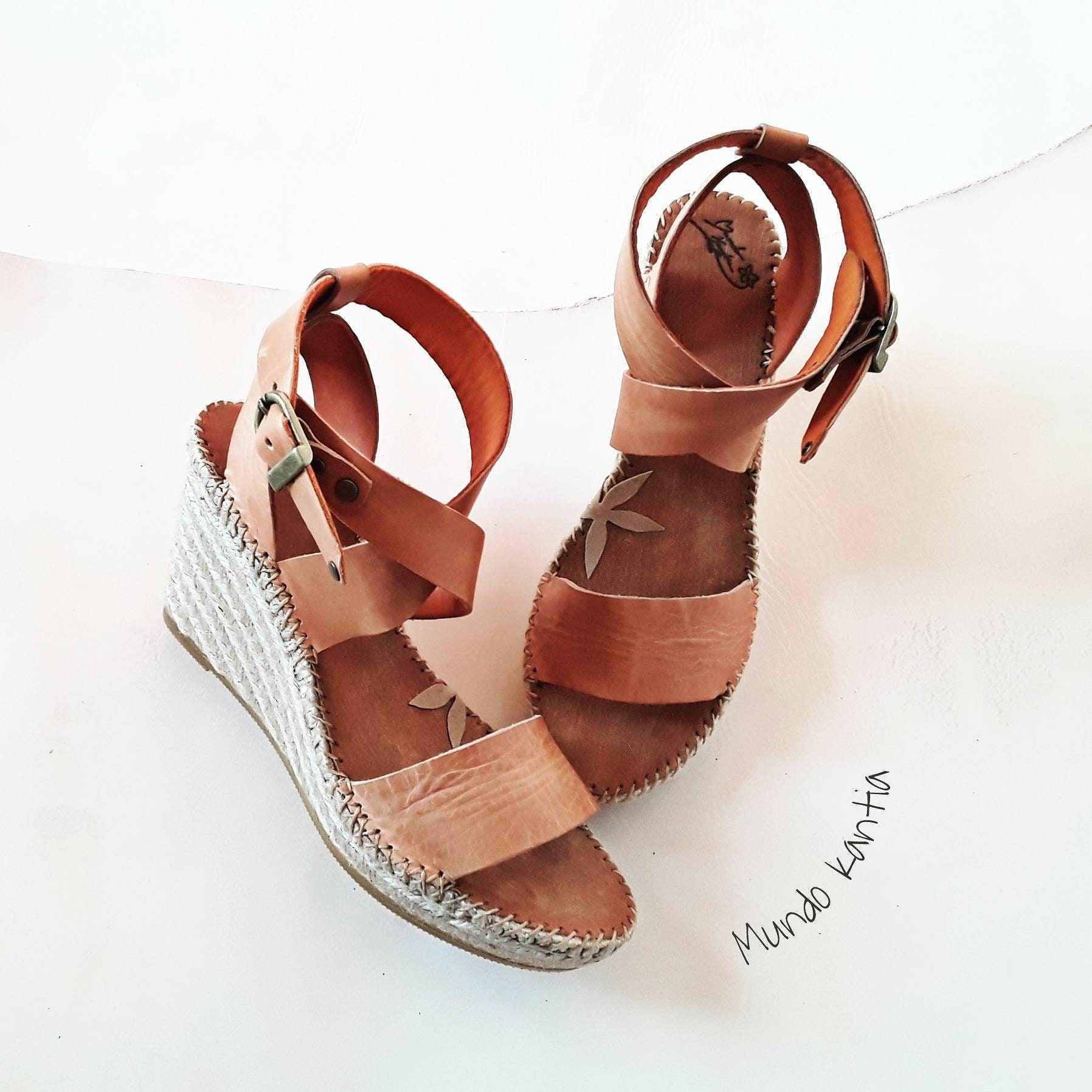 Sandalia tiras anchas cruzadas. Sandalia espadrille tiras a | Etsy México