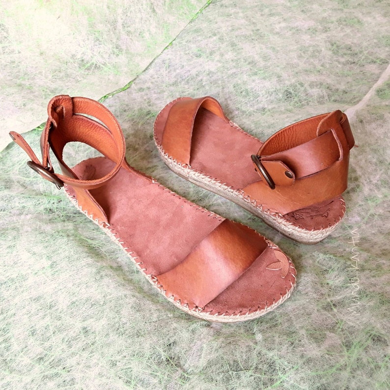 Espadrille wide ankle strap. Boho wide strap sandal. Wide ankle strap espadrille sandal. Handmade espadrille. Size 35 to 42. image 7