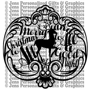 Merry Christmas to All Papercut SVG & Hi-Res JPG with Reindeer - Intricate Design - Scrapbooking art