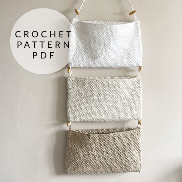 Crochet Pattern - Textured Hanging Storage Baskets