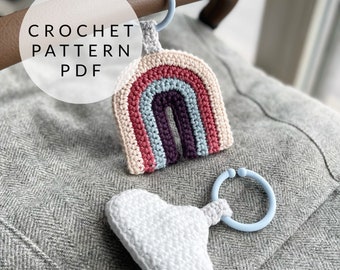Crochet Pattern - Rainbow and Cloud Linkie Baby Toy
