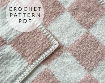 Crochet Pattern - Checkerboard Baby Blanket