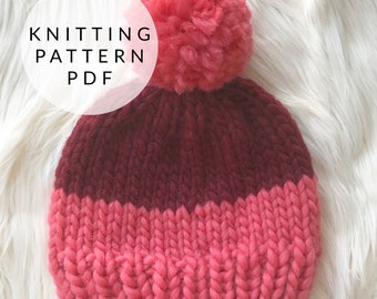 Patrón de tejido: gorro grueso de dos tonos