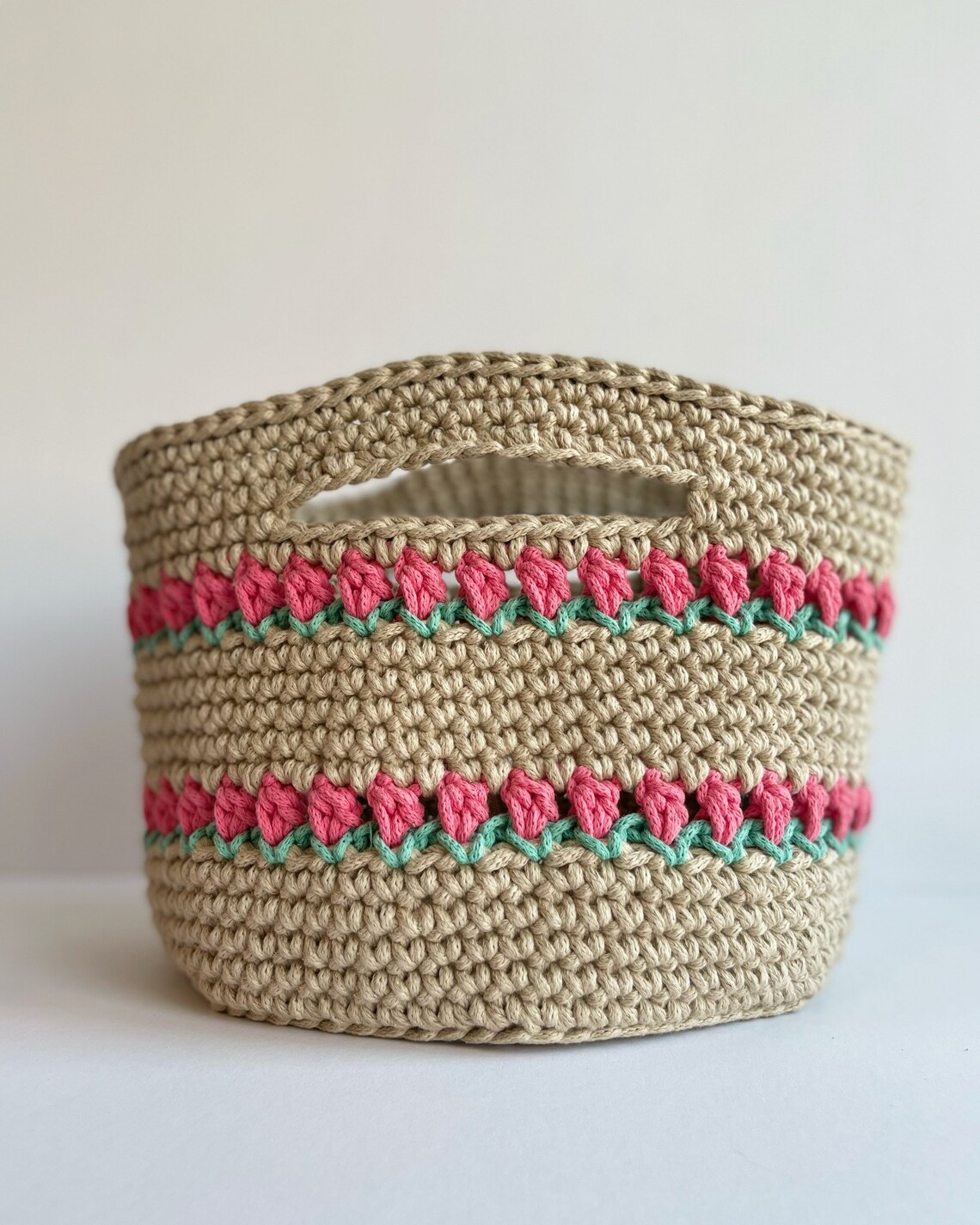 Rose Collection - Handmade Crochet Storage Basket - Burgundy